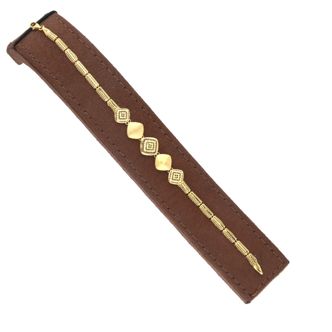 Gold Square Textured Bracelet 21KT - FKJBRL21KM11558