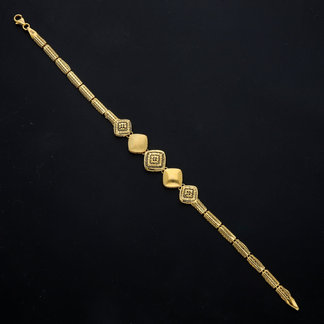 Gold Square Textured Bracelet 21KT - FKJBRL21KM11558