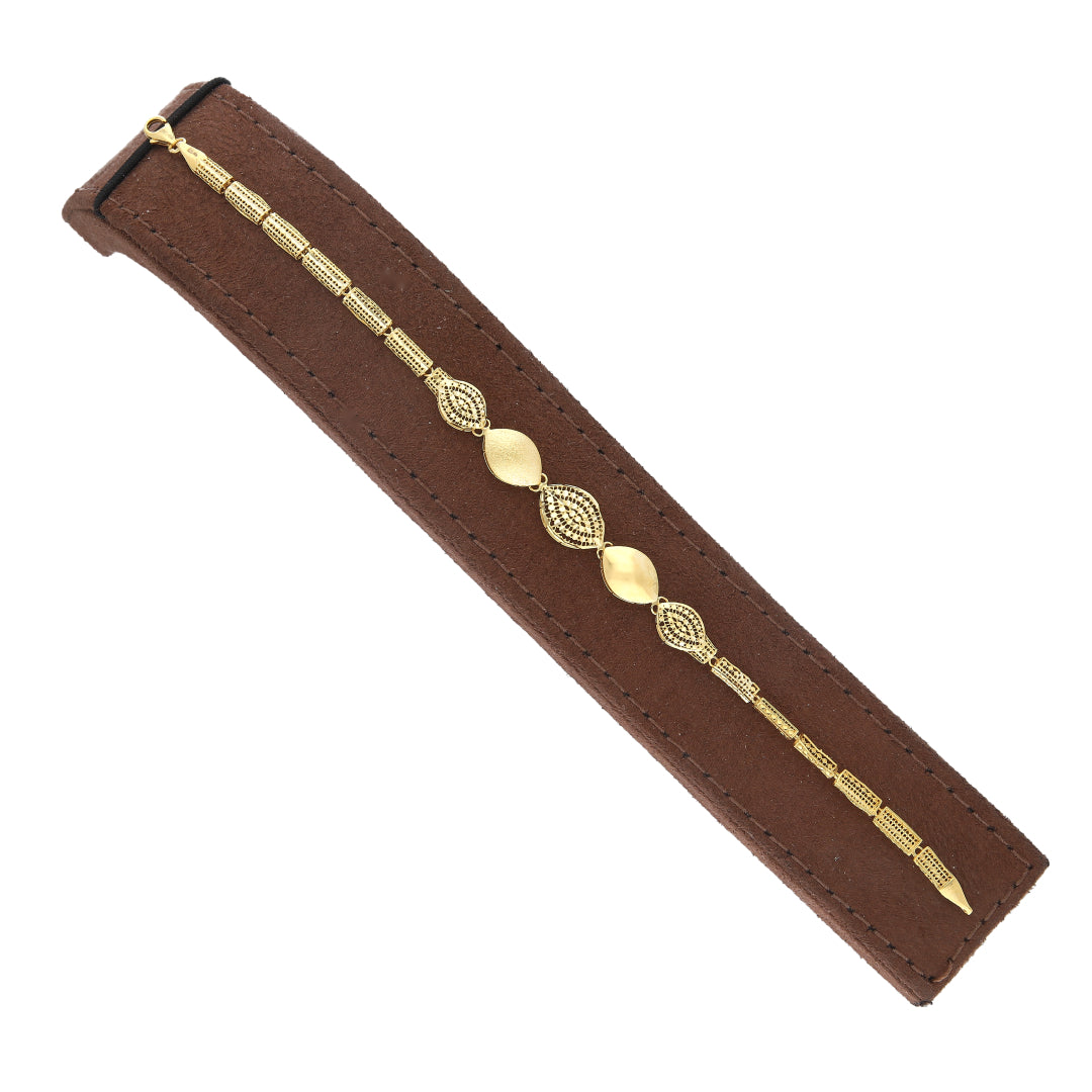 Gold Textured Oval Bracelet 21KT - FKJBRL21KM11561