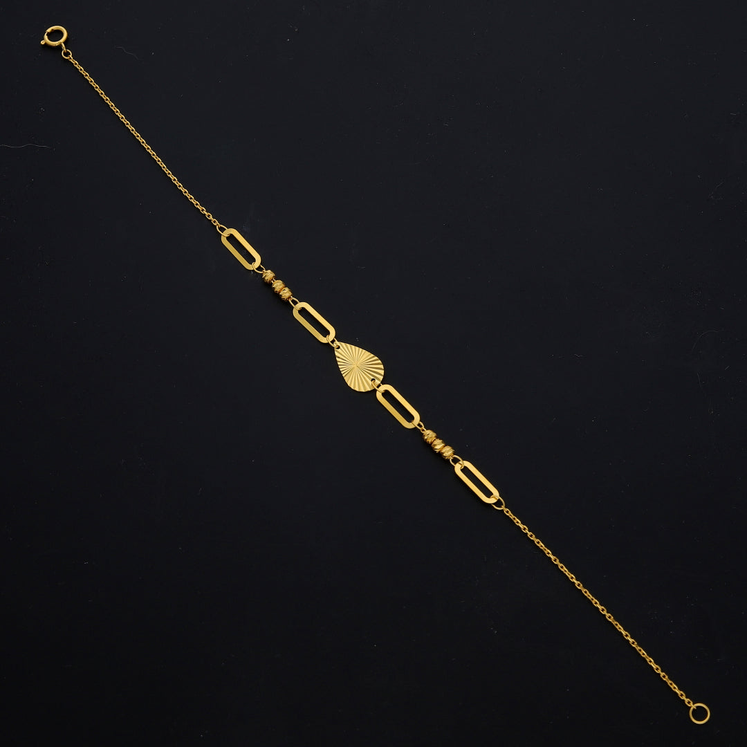 Gold Almond Shaped Link Bracelet 21KT - FKJBRL21KM11620