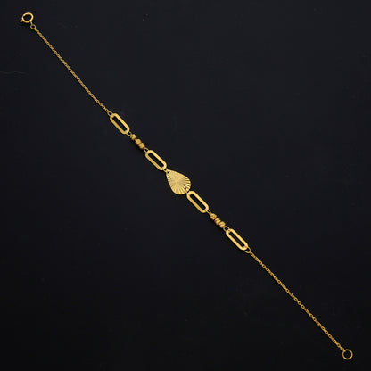 Gold Almond Shaped Link Bracelet 21KT - FKJBRL21KM11620