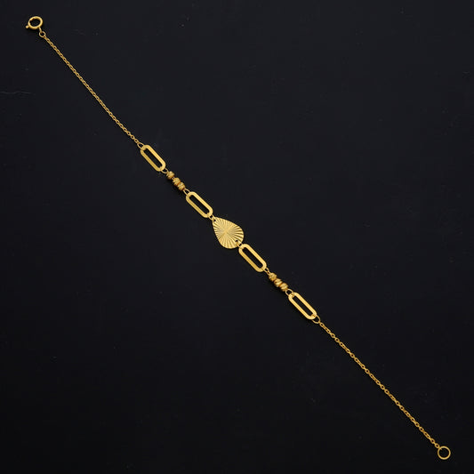 Gold Almond Shaped Link Bracelet 21KT - FKJBRL21KM11620