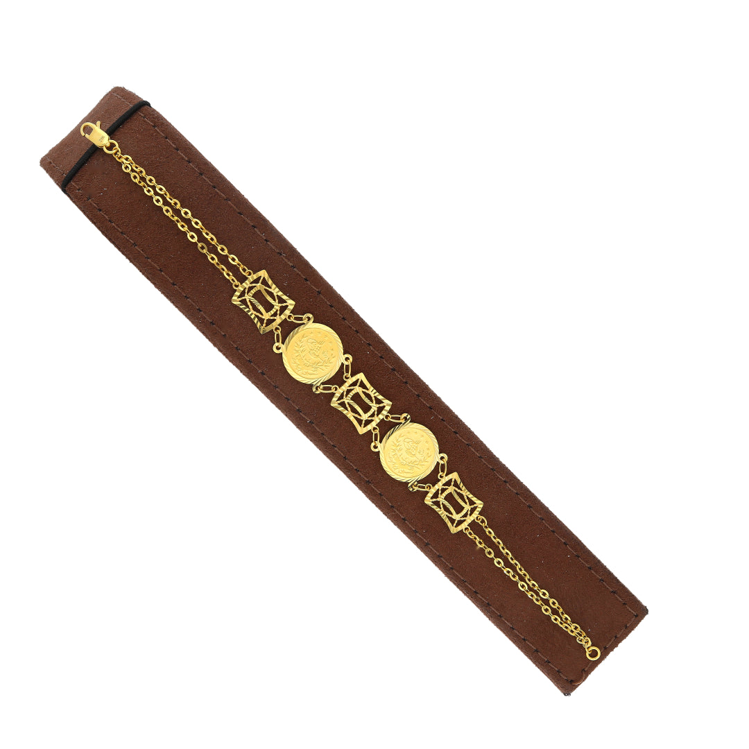 Gold Lira Coin Link Bracelet 21KT - FKJBRL21KM11629