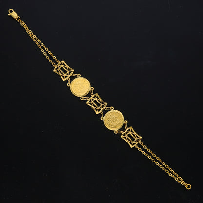 Gold Lira Coin Link Bracelet 21KT - FKJBRL21KM11629