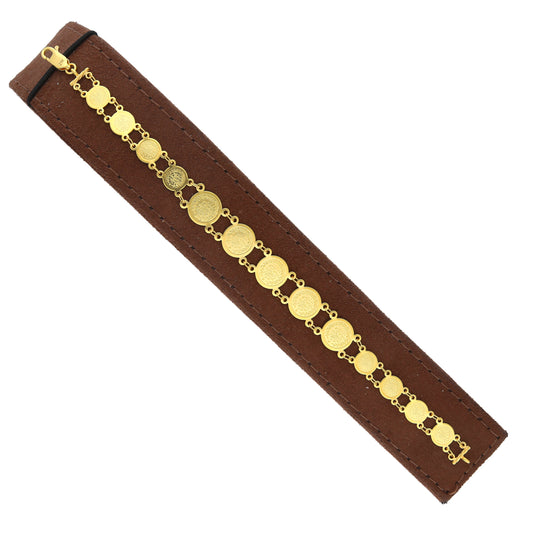 Gold Disc Link Bracelet 21KT - FKJBRL21KM11630