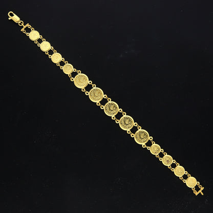 Gold Disc Link Bracelet 21KT - FKJBRL21KM11630