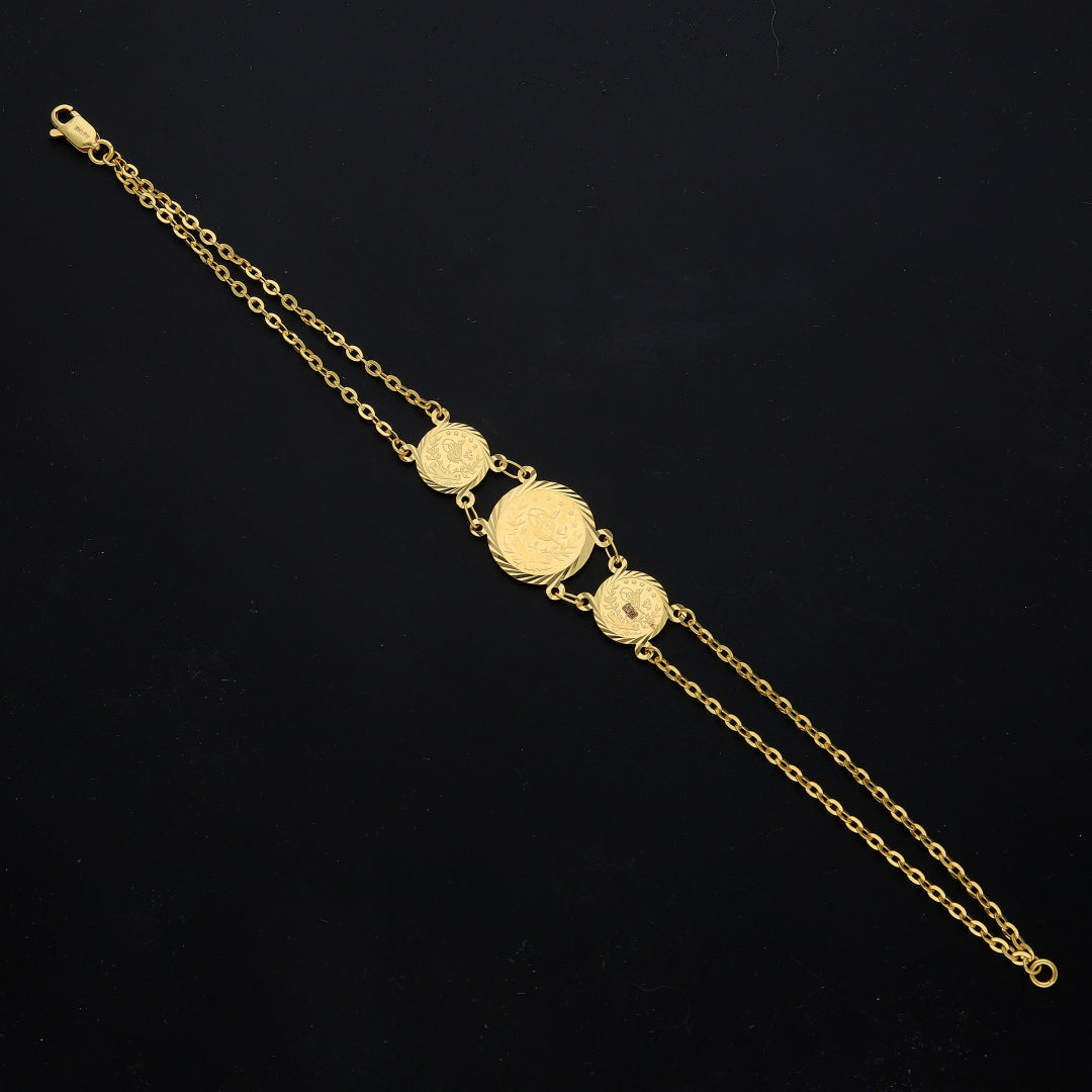 Gold Triple Coin Bracelet 21KT - FKJBRL21KM11632