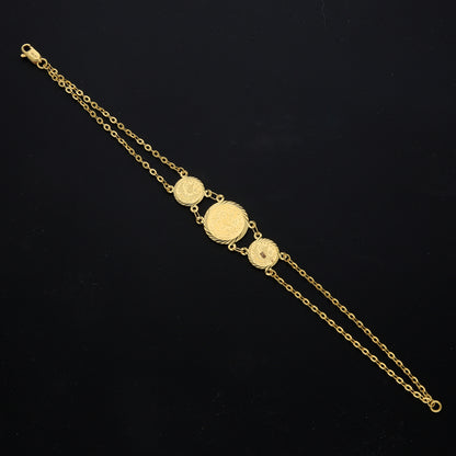 Gold Triple Coin Bracelet 21KT - FKJBRL21KM11632