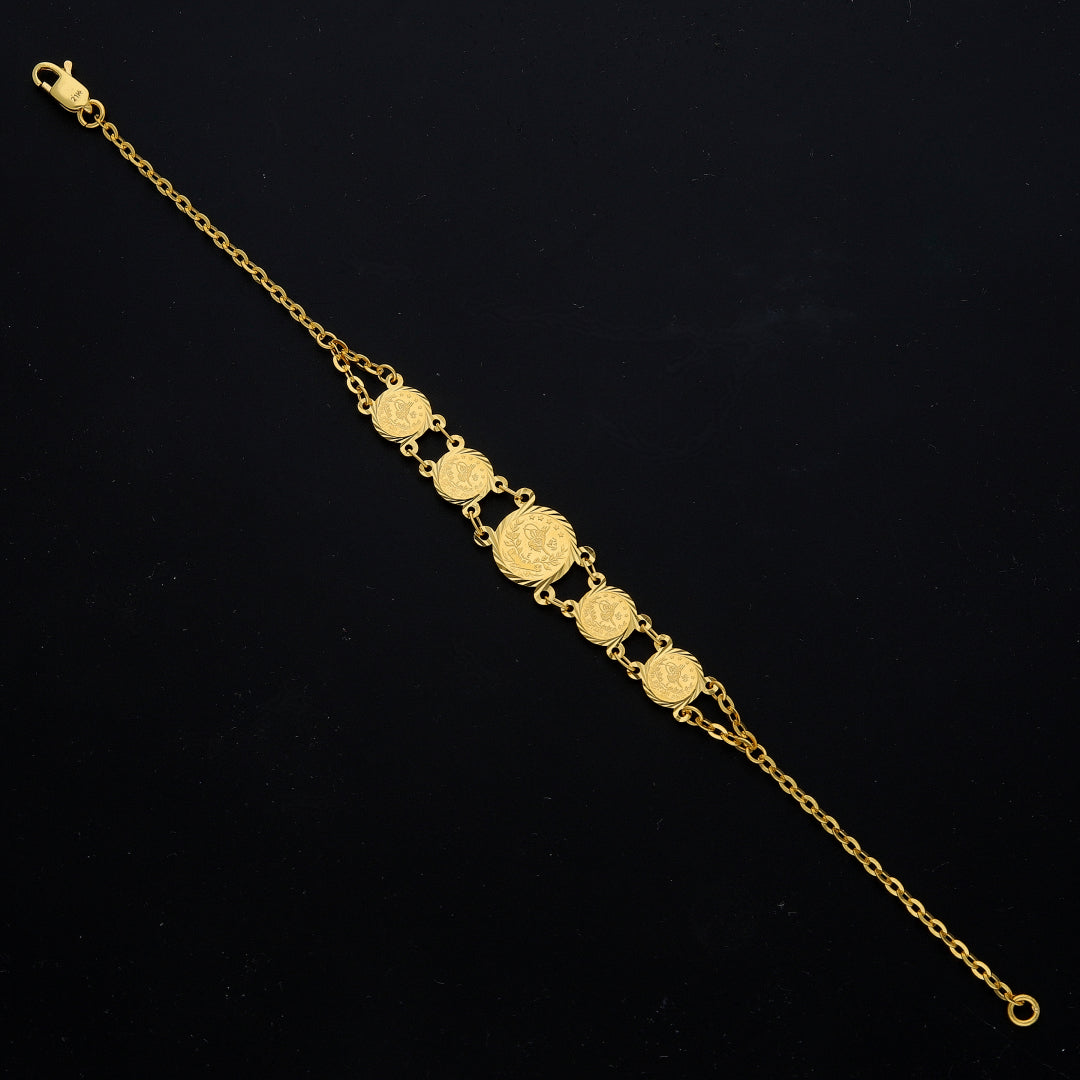 Gold Triple Coin Bracelet 21KT - FKJBRL21KM11633