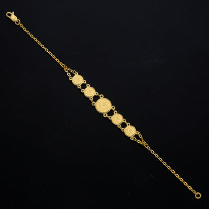 Gold Triple Coin Bracelet 21KT - FKJBRL21KM11633