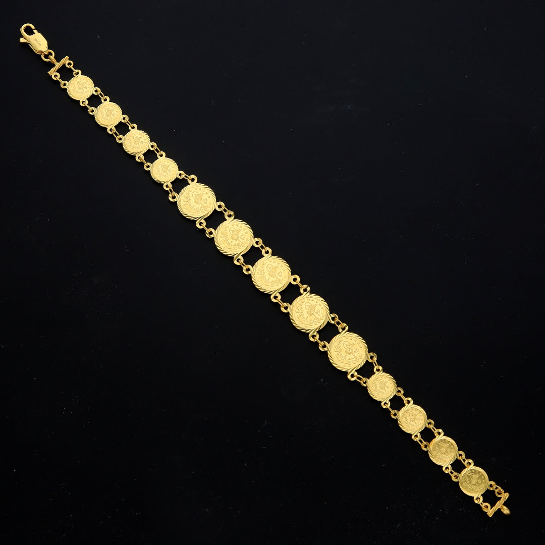 Gold Stylish Coin Link Bracelet 21KT - FKJBRL21KM11634