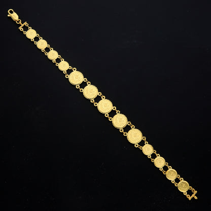 Gold Stylish Coin Link Bracelet 21KT - FKJBRL21KM11634