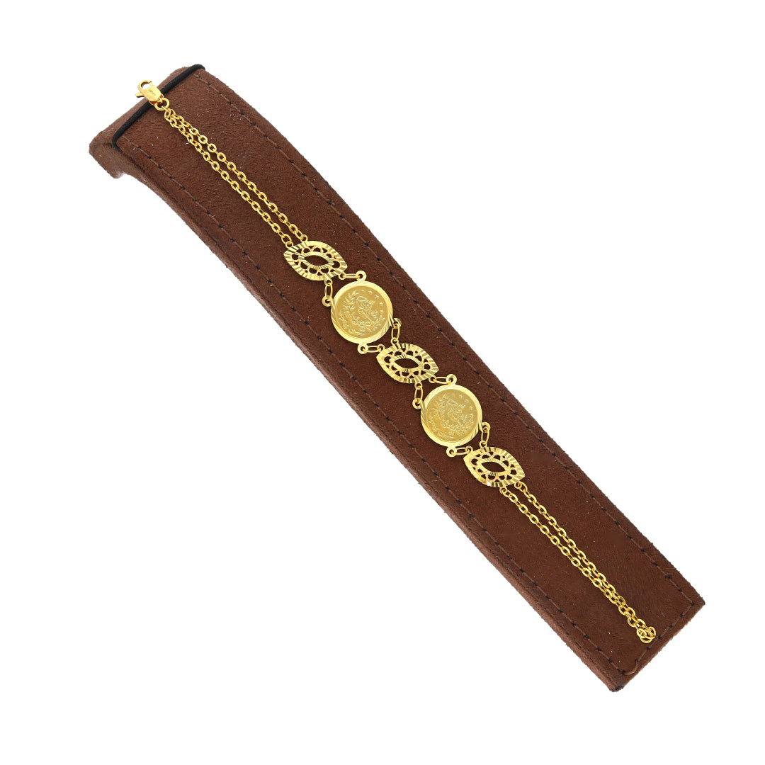 Gold Pattern Link Bracelet 21KT - FKJBRL21KM11635