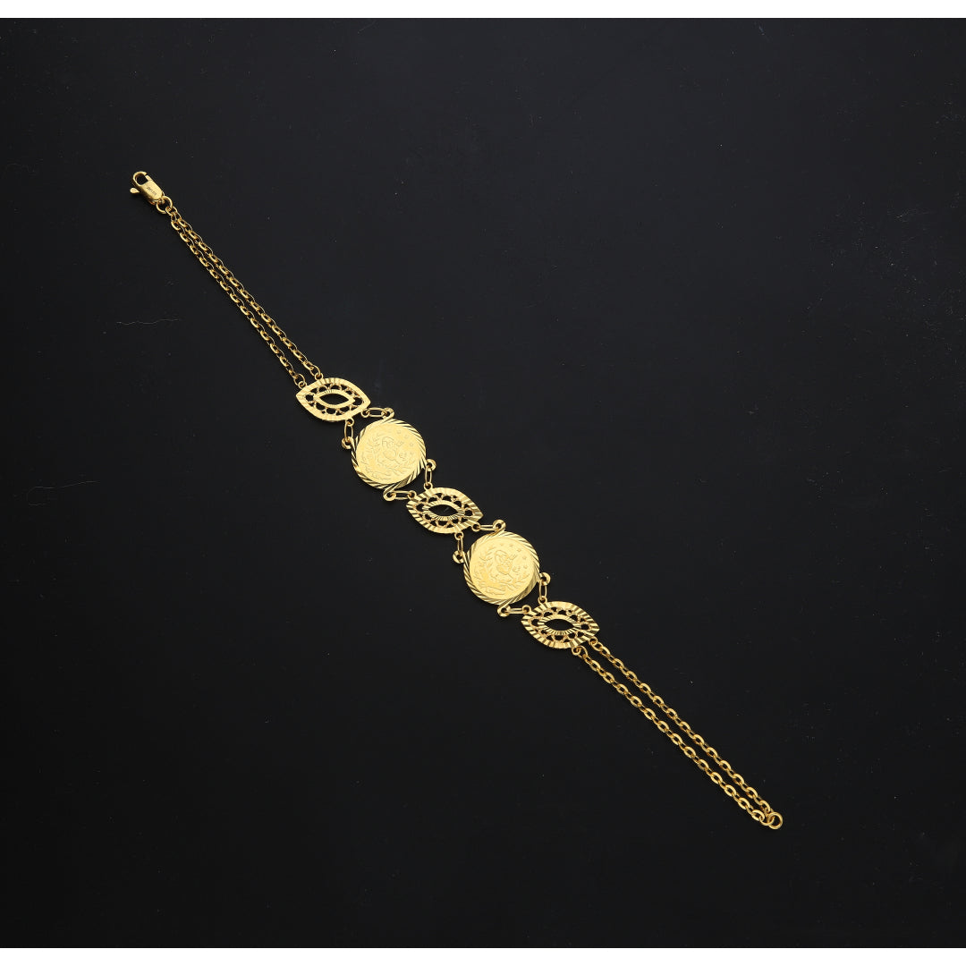 Gold Pattern Link Bracelet 21KT - FKJBRL21KM11635