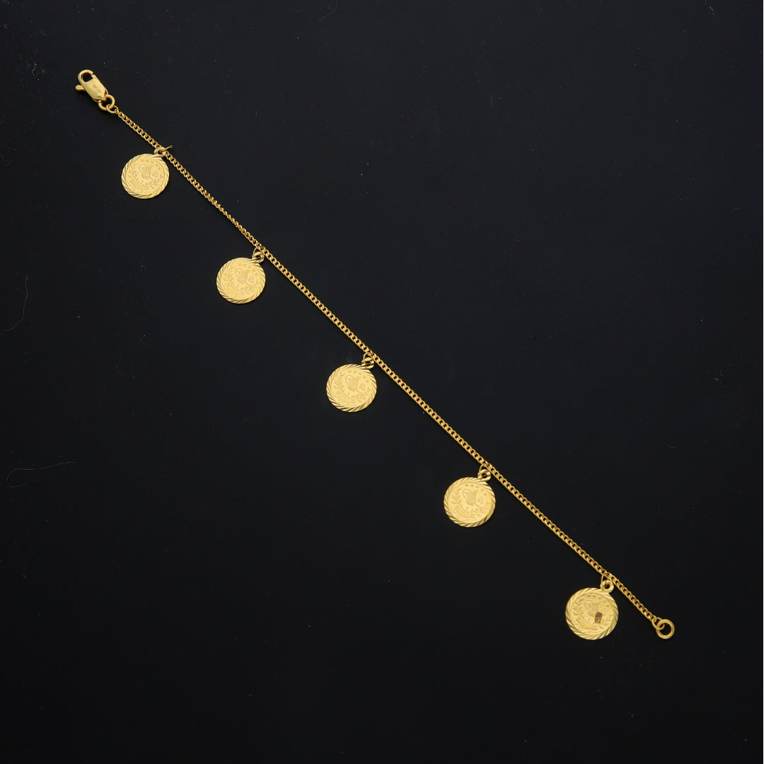 Gold Dangling Lira Bracelet 21KT - FKJBRL21KM11637