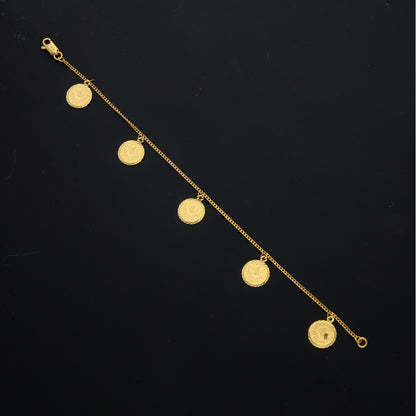 Gold Dangling Lira Bracelet 21KT - FKJBRL21KM11637
