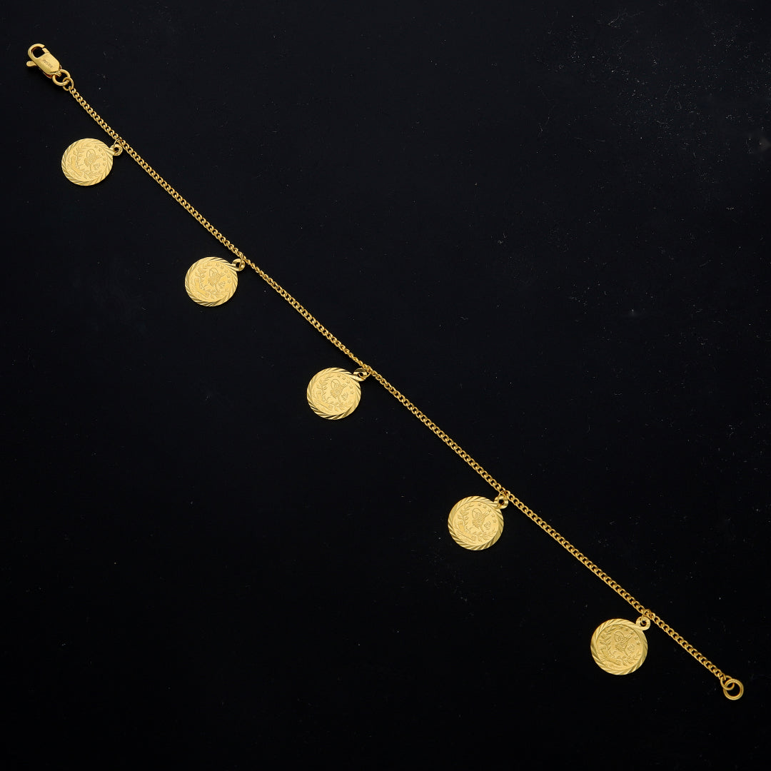 Gold Coin Drop Bracelet 21KT - FKJBRL21KM11641