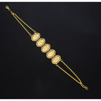 Gold Rose Pattern Bracelet 21KT - FKJBRL21KM11666