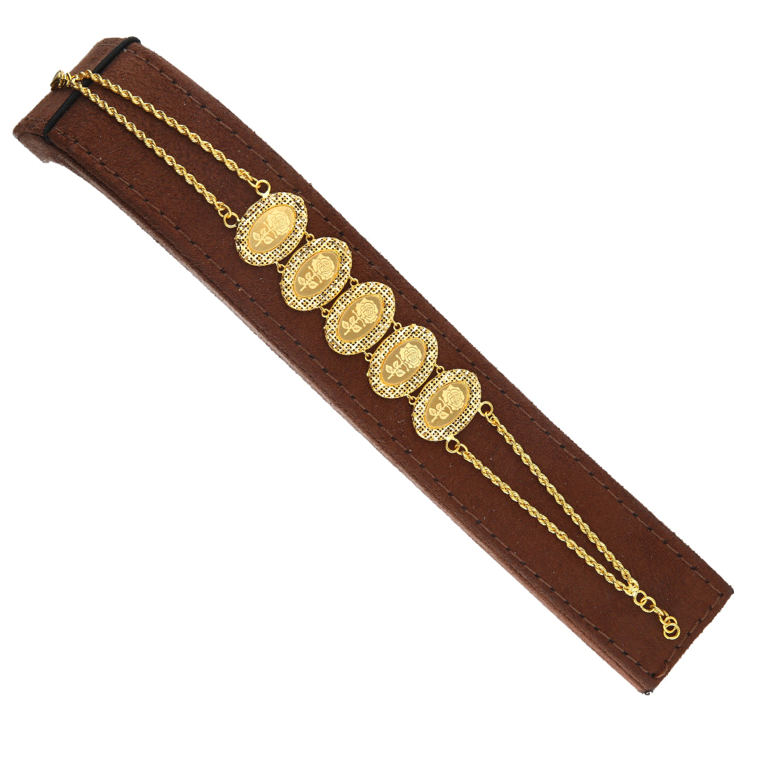 Gold Rose Pattern Bracelet 21KT - FKJBRL21KM11666