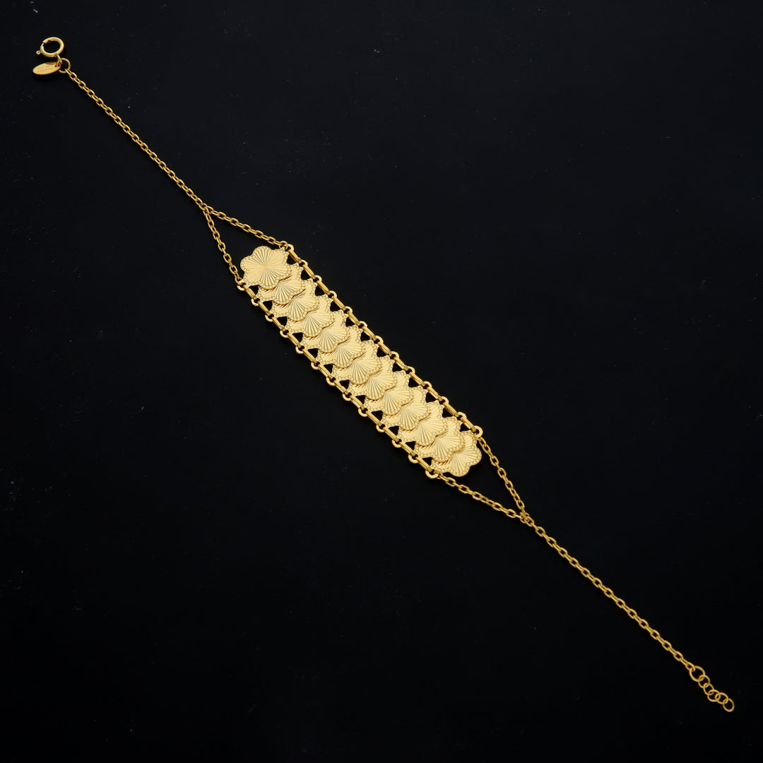 Gold Elegant Floral Link Bracelet 21KT - FKJBRL21KM11669