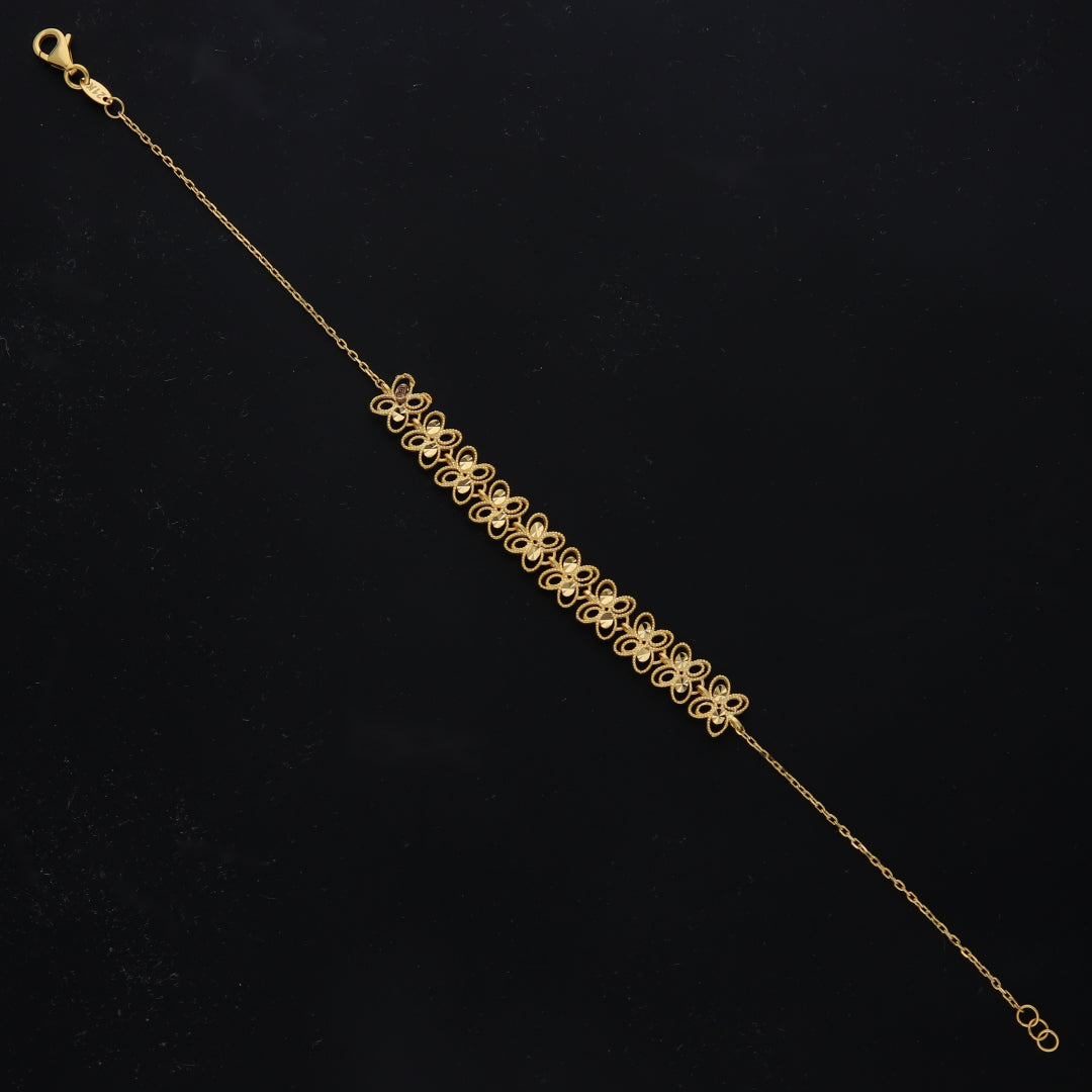Gold Flower Pattern Bracelet 21KT - FKJBRL21KM11678