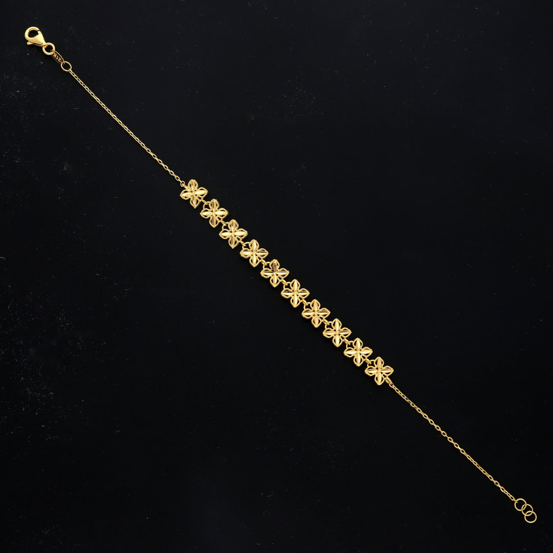 Gold Multi Flower Bracelet 21KT - FKJBRL21KM11679