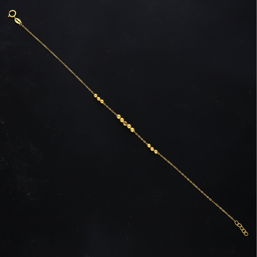 Gold Beaded Chain Bracelet 21KT - FKJBRL21KM11681