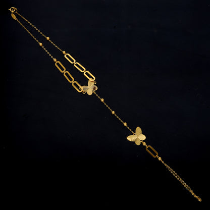 Gold Butterfly Shaped Bracelet 21KT - FKJBRL21KM11734