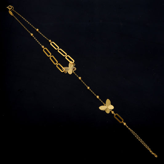 Gold Butterfly Shaped Bracelet 21KT - FKJBRL21KM11734