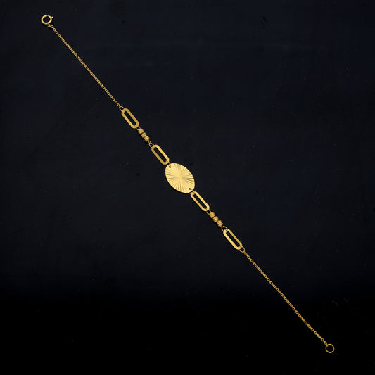 Gold Oval Shaped Bracelet 21KT - FKJBRL21KM11735