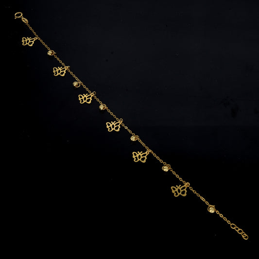 Gold Butterfly Charms Bracelet 21KT - FKJBRL21KM11768