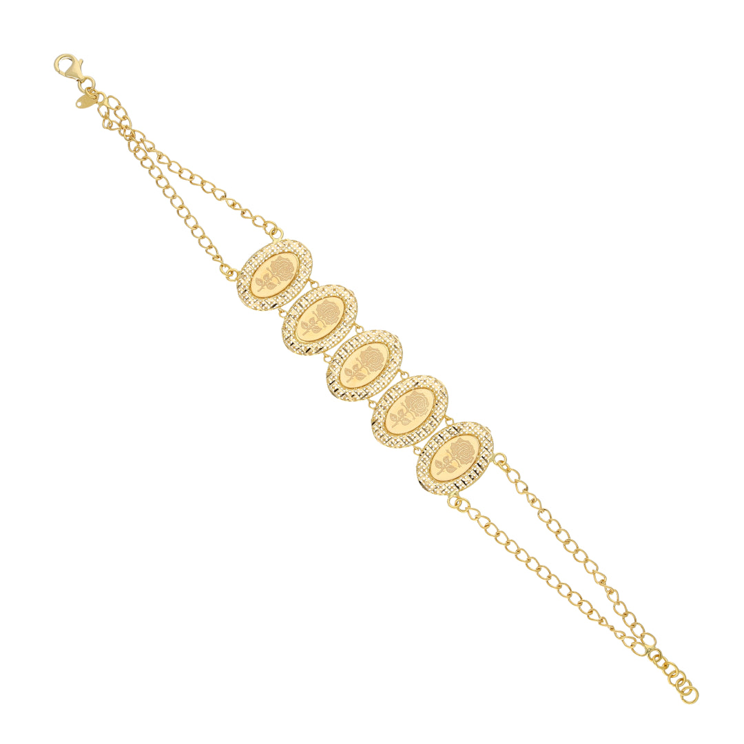 Gold Rose Design Bracelet 21KT - FKJBRL21KM11879