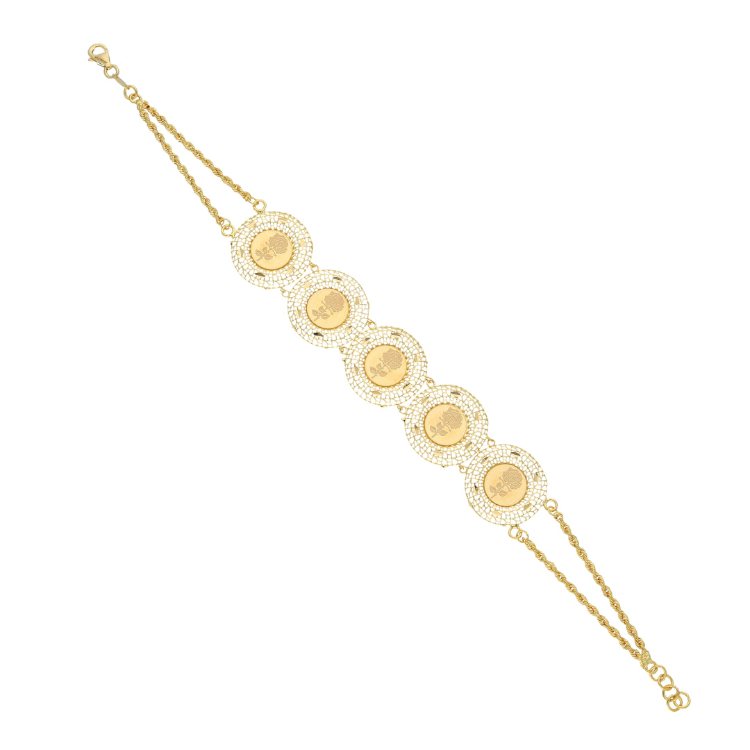 Gold Rose Design Bracelet 21KT - FKJBRL21KM11881