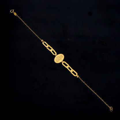 Gold Floral Medallion Bracelet 21KT - FKJBRL21KM11923