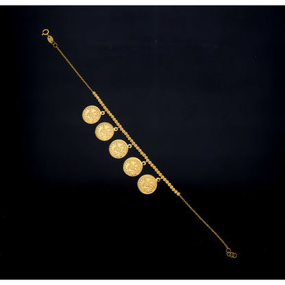 Gold Coin Charm Bracelet 21KT - FKJBRL21KM12000
