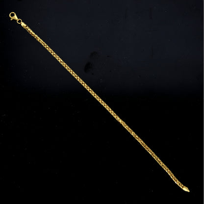 Gold Wheat Braided Bracelet 21KT - FKJBRL21KM12094