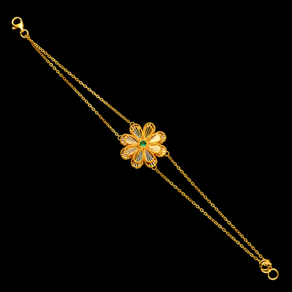 Gold Flower Shaped Bracelet 21KT - FKJBRL21KM12124