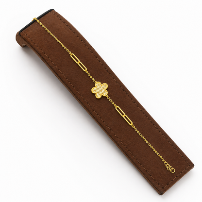 Gold Flower Shaped Bracelet 21KT - FKJBRL21KM12134