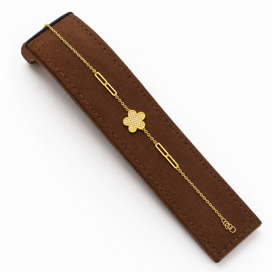 Gold Flower Shaped Bracelet 21KT - FKJBRL21KM12134