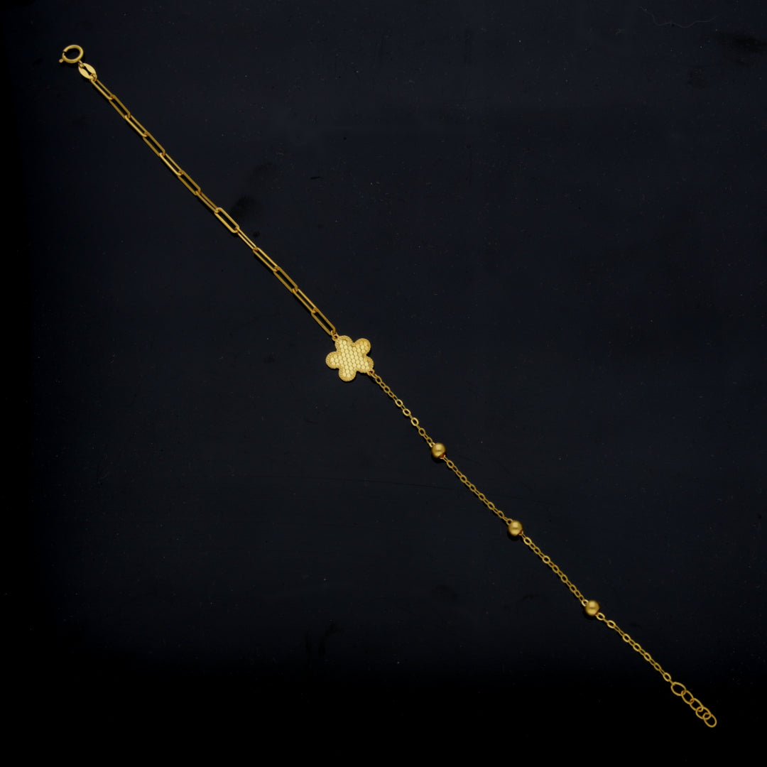 Gold Flower Shaped Bracelet 21KT - FKJBRL21KM12135