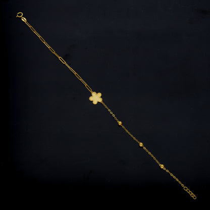 Gold Flower Shaped Bracelet 21KT - FKJBRL21KM12135