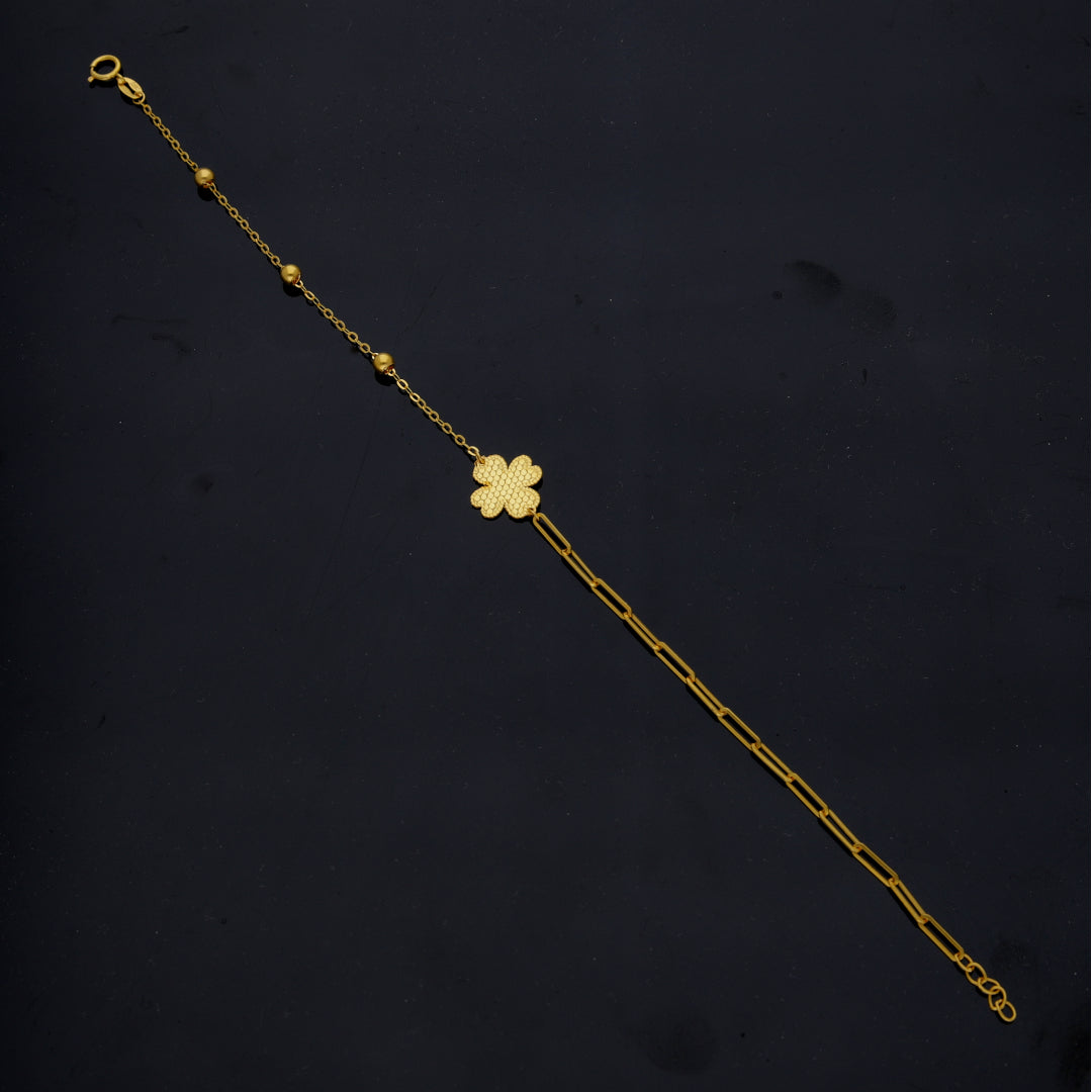 Gold Clover Leaf Bracelet 21KT - FKJBRL21KM12139