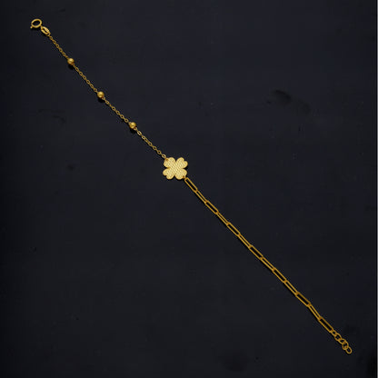 Gold Clover Leaf Bracelet 21KT - FKJBRL21KM12139