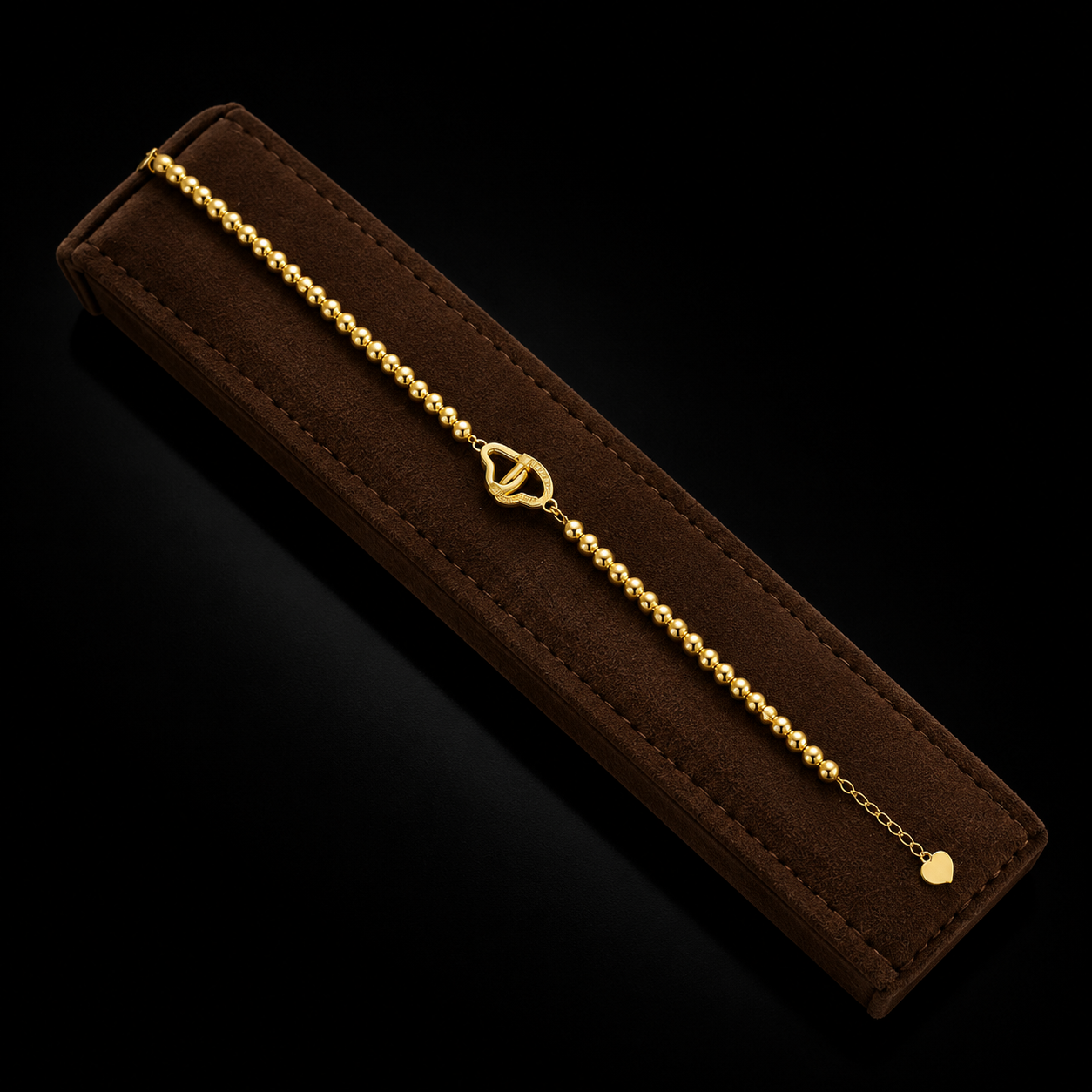 Gold Inter-Linked Heart Bracelet 21KT - FKJBRL21KM12153