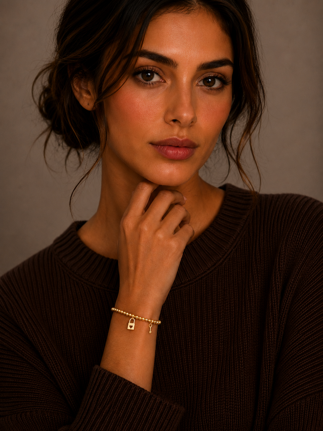 Gold Lock & Key Bracelet 21KT - FKJBRL21KM12154