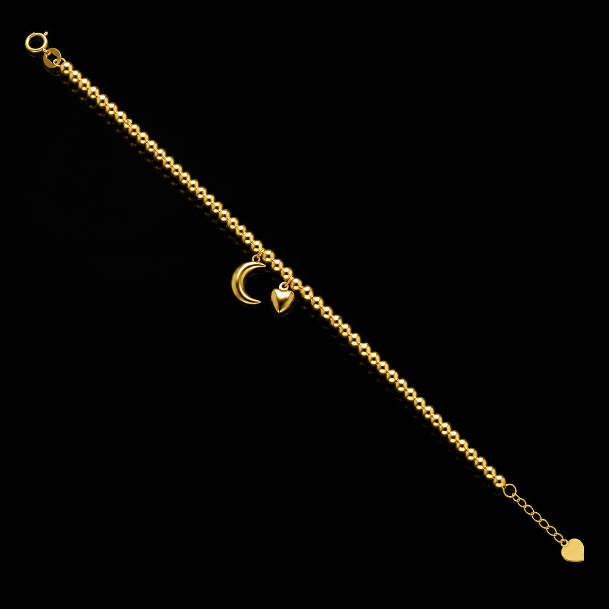 Gold Moon & Heart Bracelet 21KT - FKJBRL21KM12155