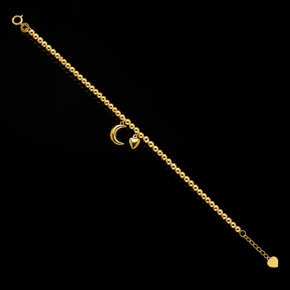 Gold Moon & Heart Bracelet 21KT - FKJBRL21KM12155