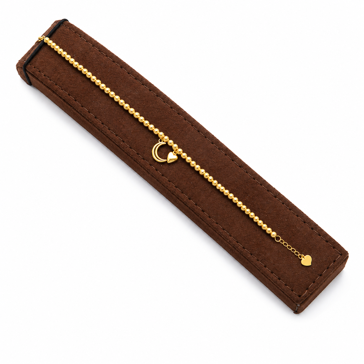 Gold Moon & Heart Bracelet 21KT - FKJBRL21KM12155
