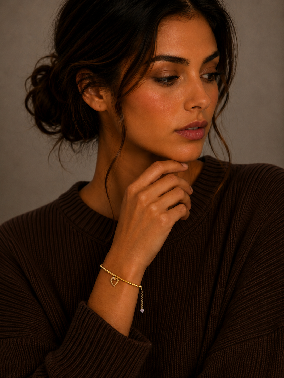Gold Heart Bracelet 21KT - FKJBRL21KM12156