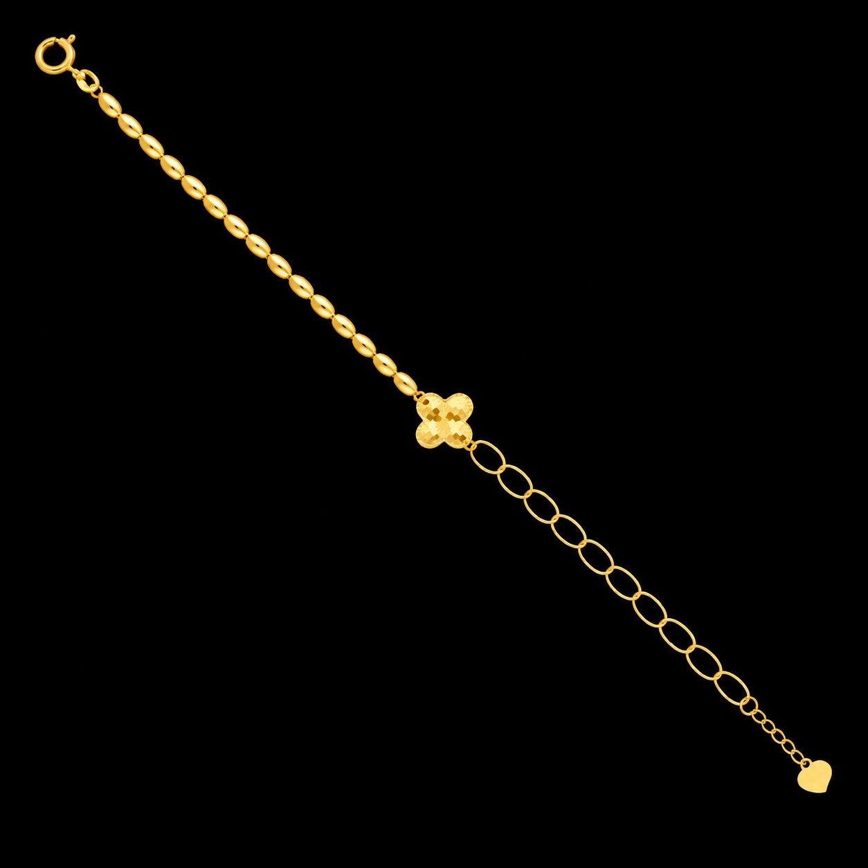 Gold Clover Leaf Bracelet 21KT - FKJBRL21KM12159